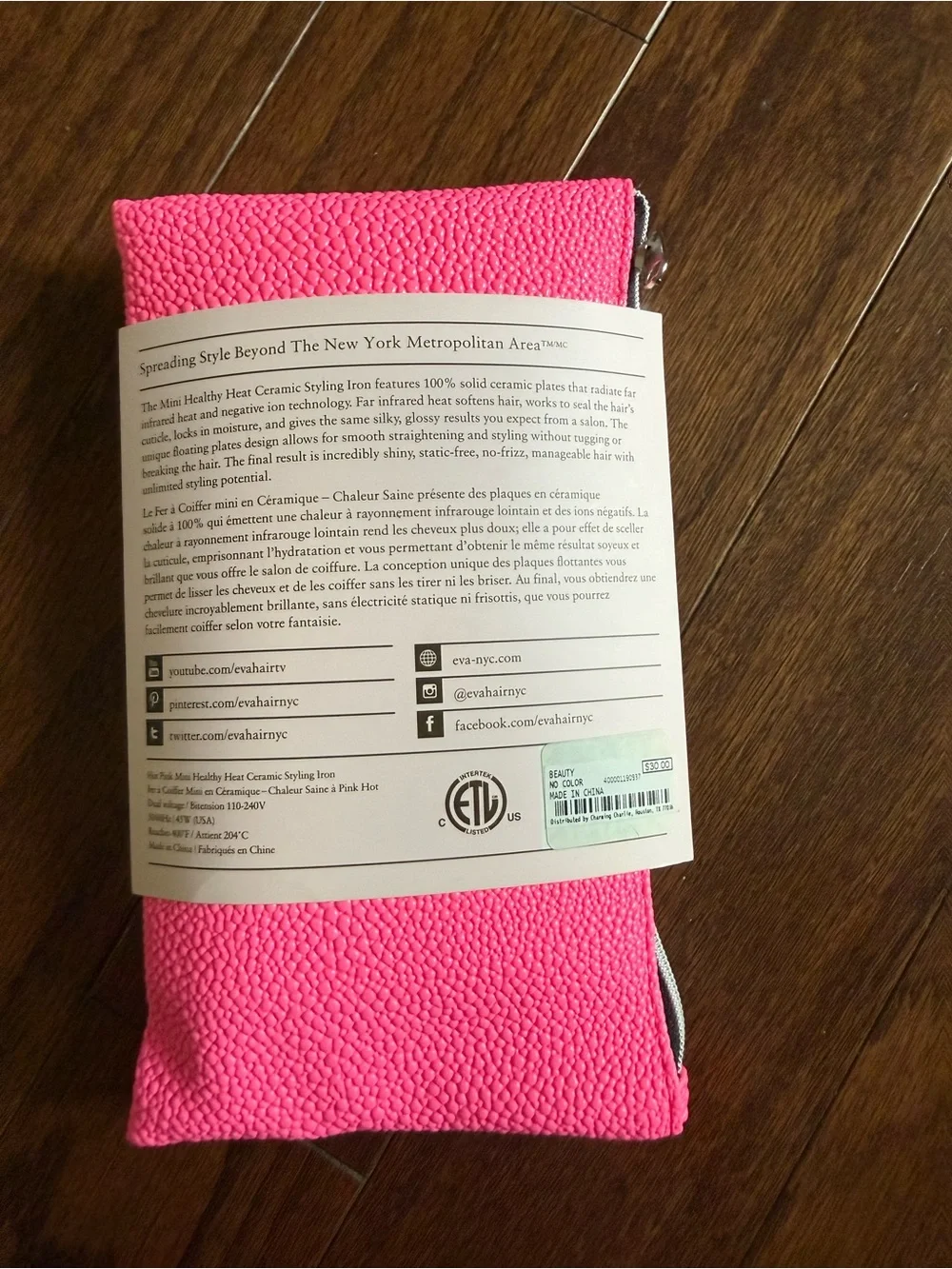 Hot Pink Mini Hair Straightener with Travel Pouch EVA NYC